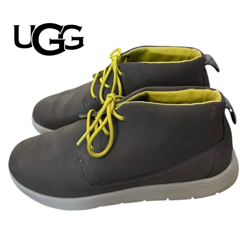 UGG Treadlite Kids Gray Neon Chukka Shoes Boots 5